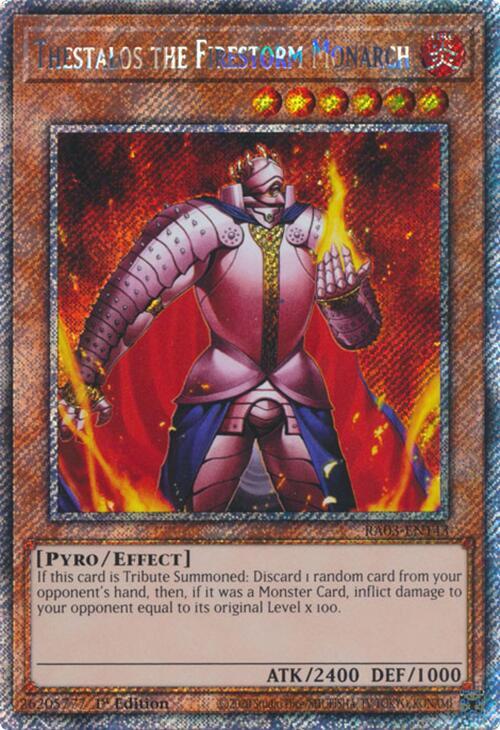 Thestalos the Firestorm Monarch (Platinum Secret Rare) - Quarter Century Bonanza (RA03)