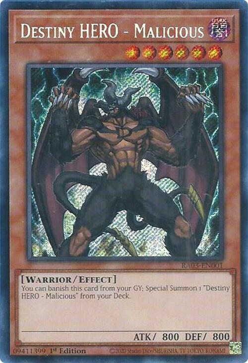 Destiny HERO - Malicious (Secret Rare) - Quarter Century Bonanza (RA03)